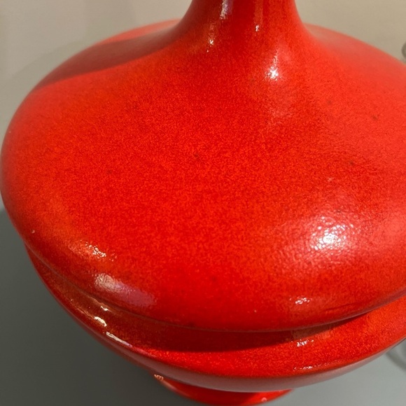 MCM Global Views Begonia Red 12” Tall 2 Piece Candy Hiding Dish Vase Home Decor - Picture 12 of 12